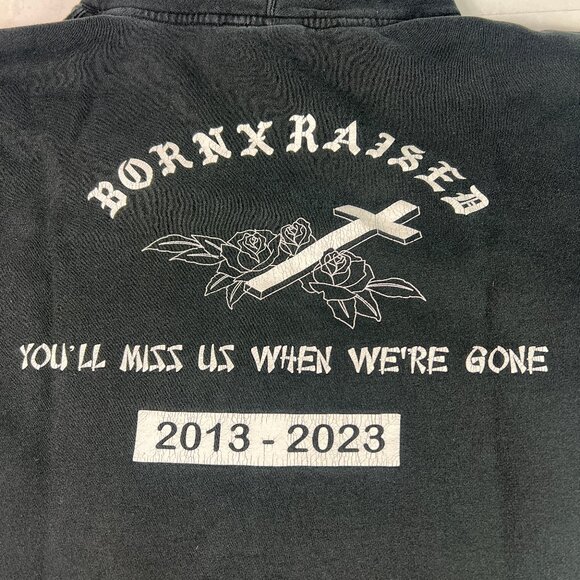 Born & Raised Streetwear Sweatshirt Men Large Black Faded Double Sided Hoodie - Picture 12 of 16